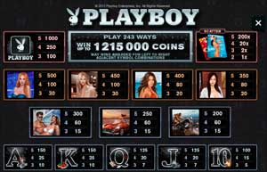 Выигрышные комбинации игрового аппарата Playboy